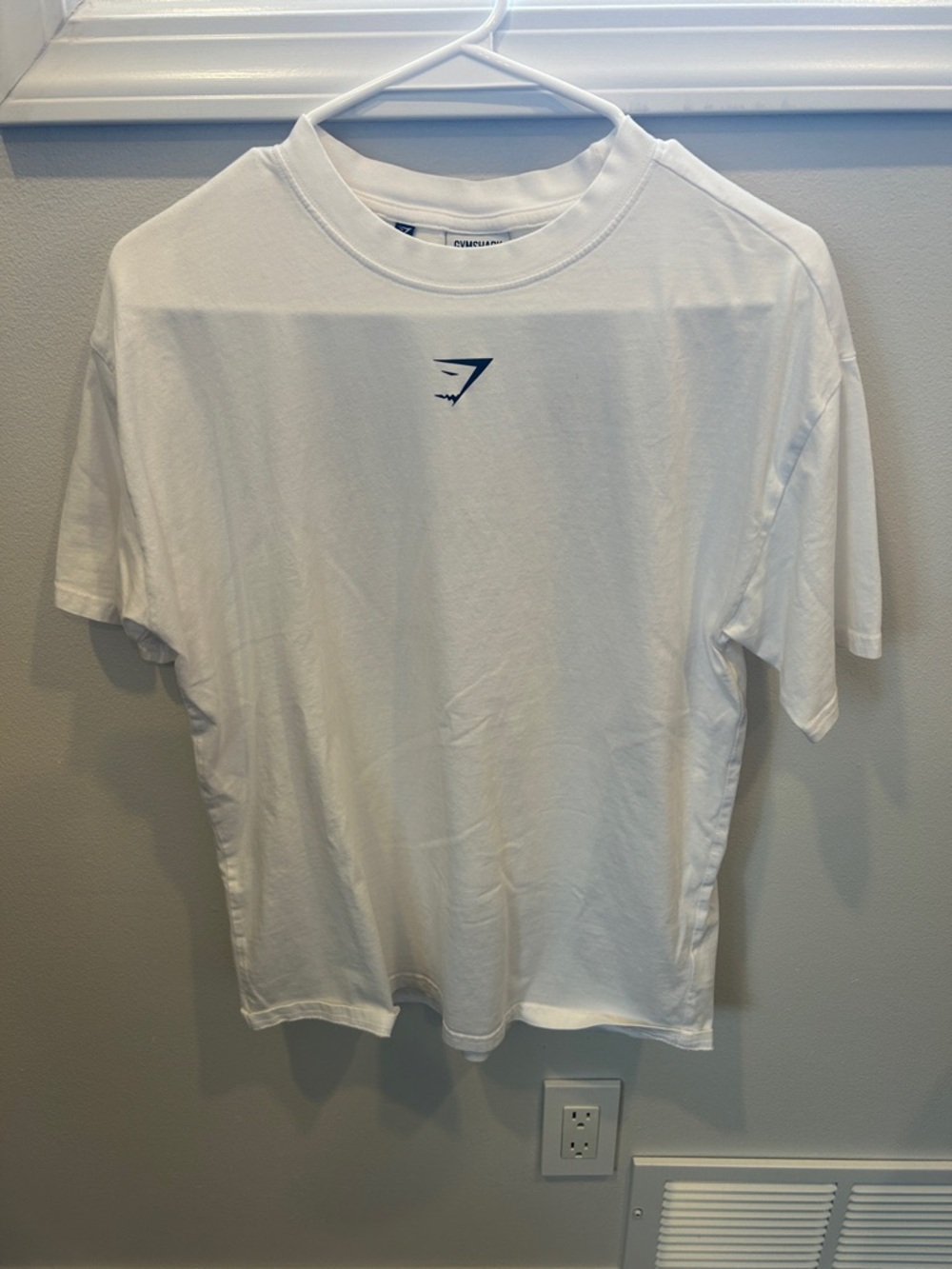 Gymshark White Crew Neck T-Shirt with Small Navy Logo